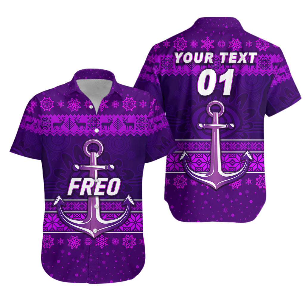 (Custom Personalised) Fremantle Dockers Hawaiian Shirt Freo Christmas Simple Style - Purple - Vibe Hoodie Shop