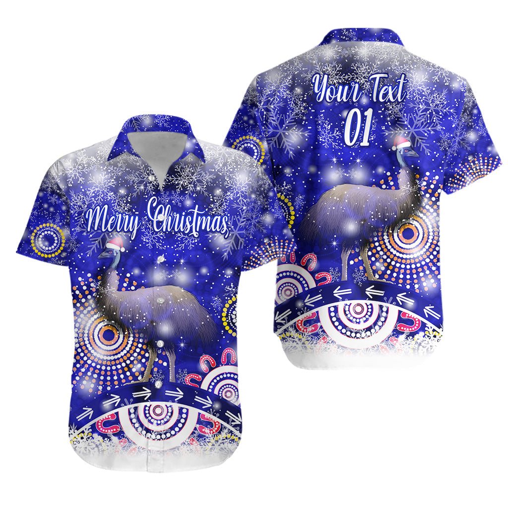 (Custom Personalised) Australia Emu Christmas Hawaiian Shirt Original Style - Blue - Vibe Hoodie Shop