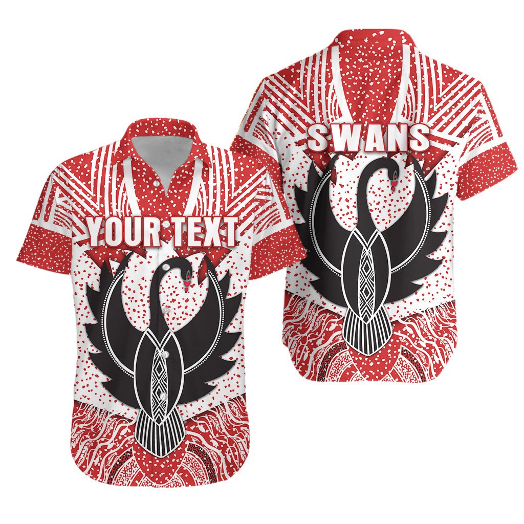 (Custom Personalised) Sydney Hawaiian Shirt Indigenous Swans - Vibe Hoodie Shop