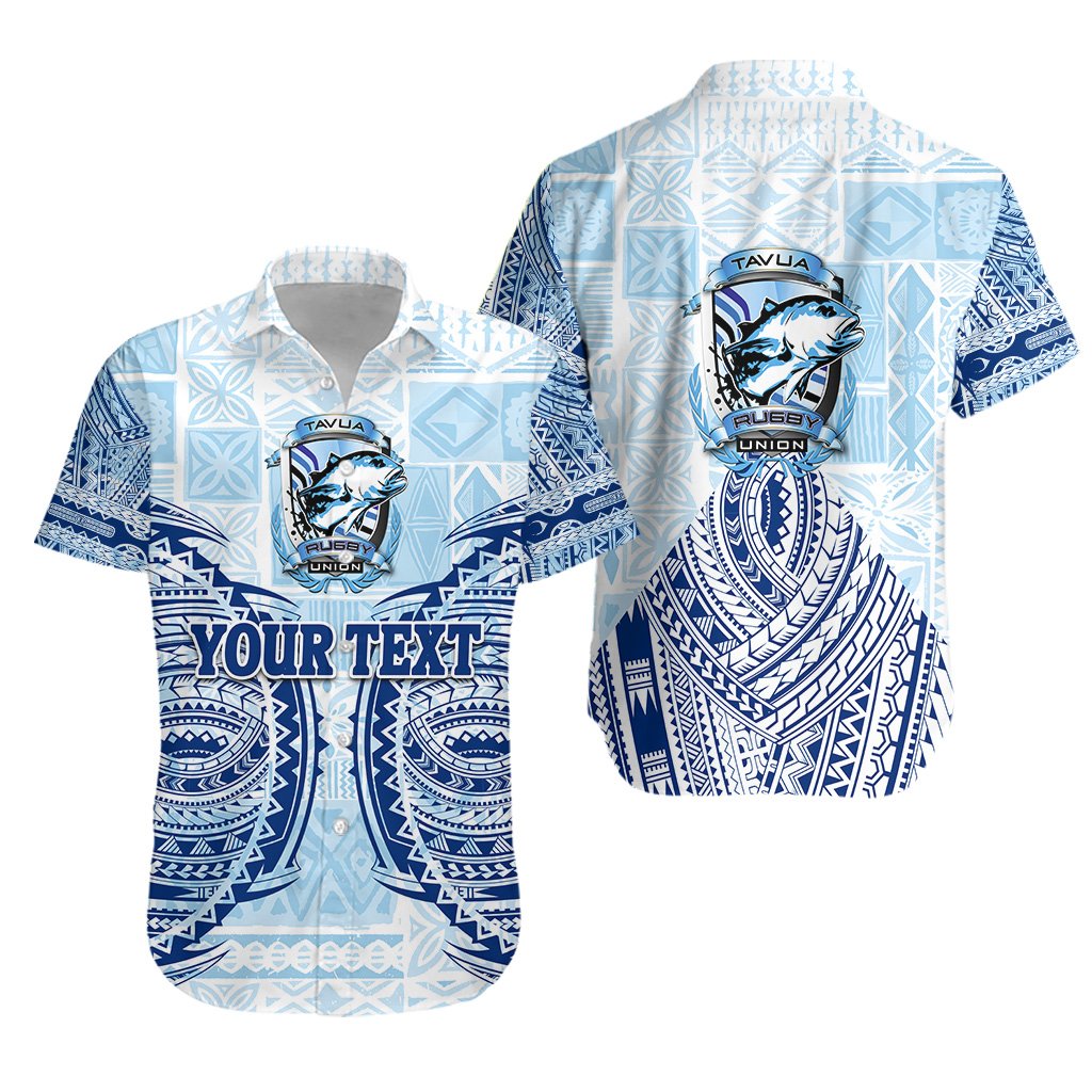 (Custom Personalised) Fiji Tavua Rugby Tapa Hawaiian Shirt Polynesian Blue - Vibe Hoodie Shop