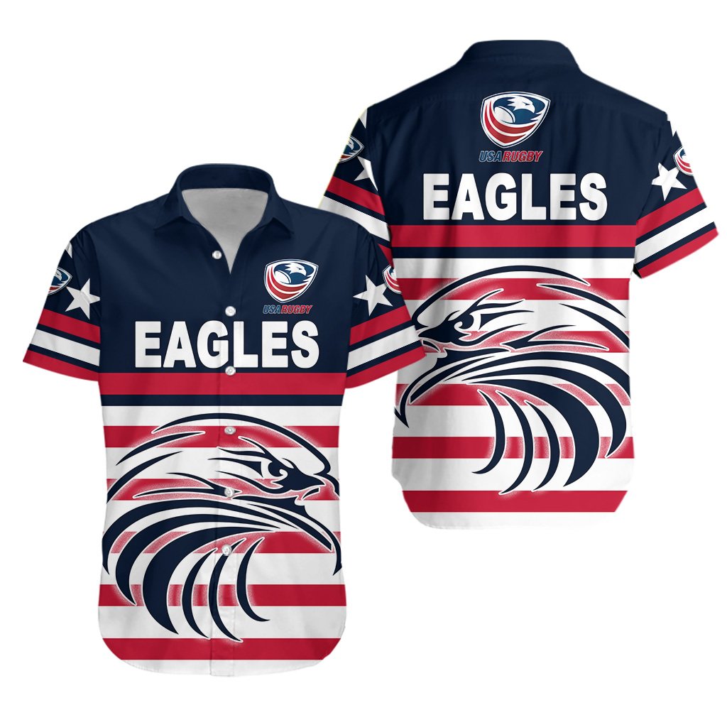 USA Rugby Hawaiian Shirt Eagles Simple Style - Navy - Vibe Hoodie Shop