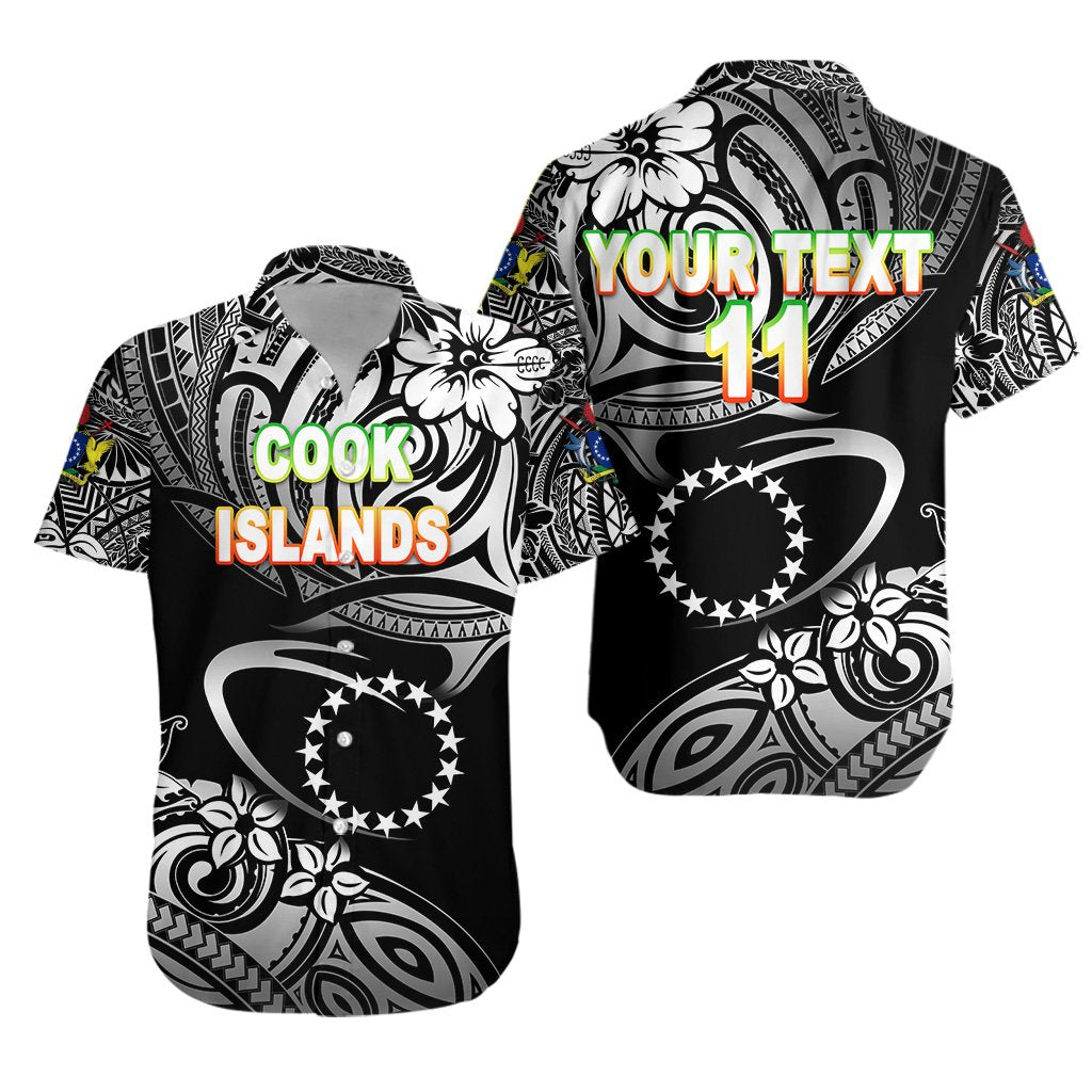 (Custom Personalised) Cook Islands Rugby Hawaiian Shirt Unique Vibes - Black, Custom Text and Number - Vibe Hoodie Shop