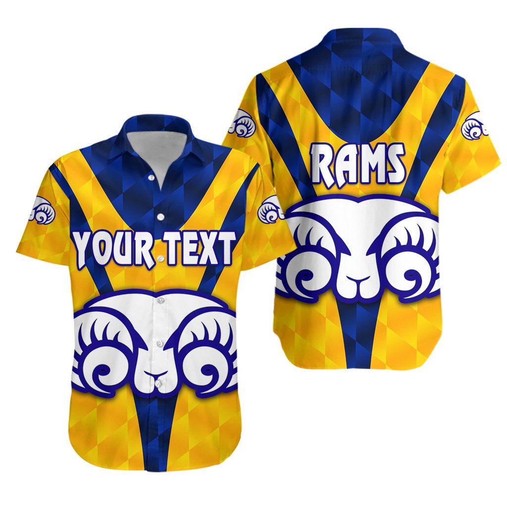 (Custom Personalised) Adelaide Hawaiian Shirt Rams Merino Original - Yellow - Vibe Hoodie Shop