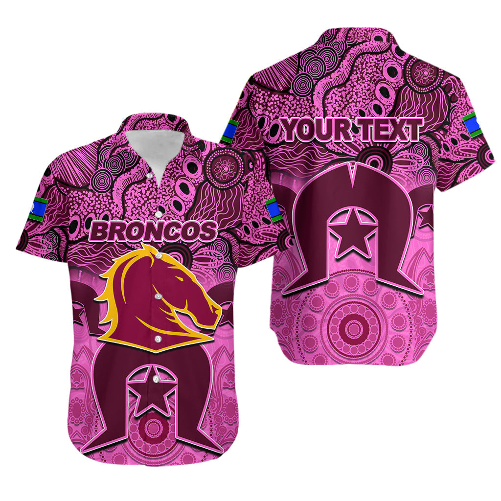 (Custom Personalised) Broncos Torres Strait Islanders Mix Aboriginal Hawaiian Shirt Pink Style - Vibe Hoodie Shop