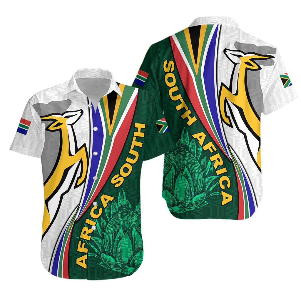 South Africa Hawaiian Shirt Springboks Rugby Be Unique - White - Vibe Hoodie Shop