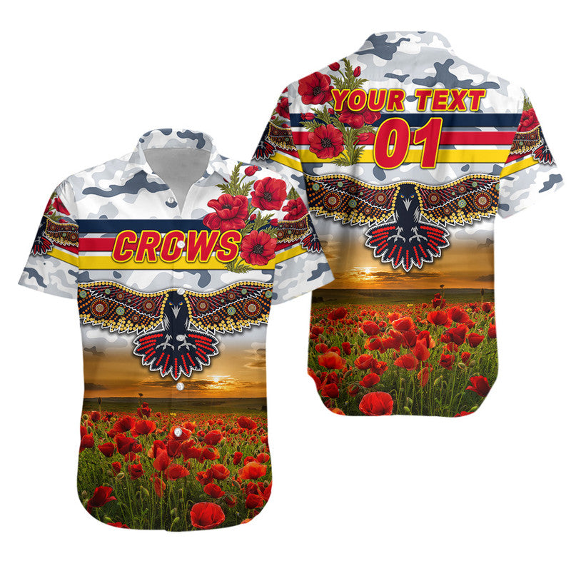 (Custom Personalised) Adelaide Crows ANZAC Hawaiian Shirt Poppy Vibes - White - Vibe Hoodie Shop