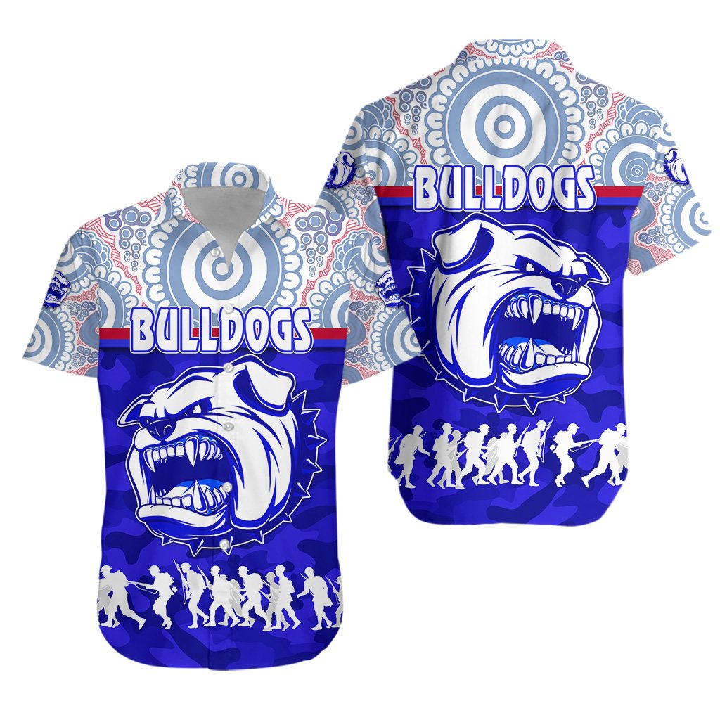 Western Bulldogs Hawaiian Shirt ANZAC Day Indigenous - Vibe Hoodie Shop