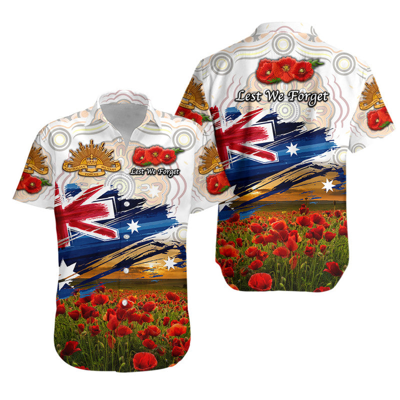 Australia Aboriginal ANZAC Hawaiian Shirt Poppy Vibes - White - Vibe Hoodie Shop