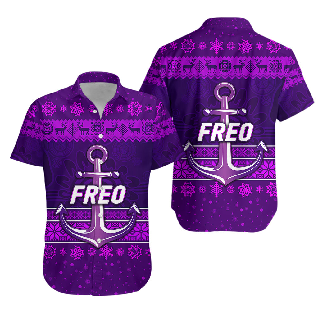 Fremantle Dockers Hawaiian Shirt Freo Christmas Simple Style - Purple - Vibe Hoodie Shop