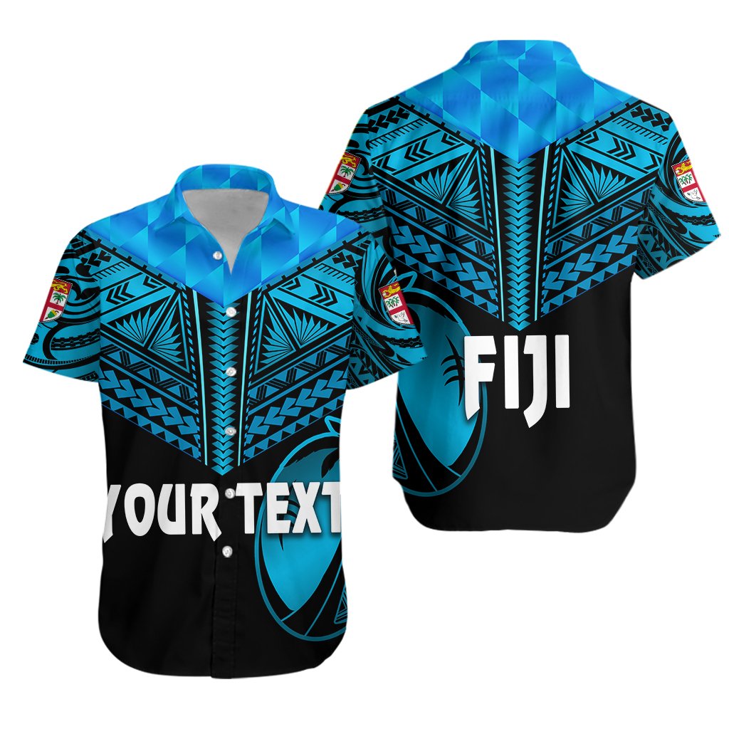 (Custom Personalised) Fiji Rugby Hawaiian Shirt Coconut Sporty Vibes - Black - Vibe Hoodie Shop