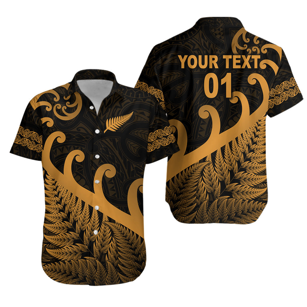 (Custom Personalised) New Zealand Rugby Maori Hawaiian Shirt Silver Fern Koru Vibes - Gold - Vibe Hoodie Shop