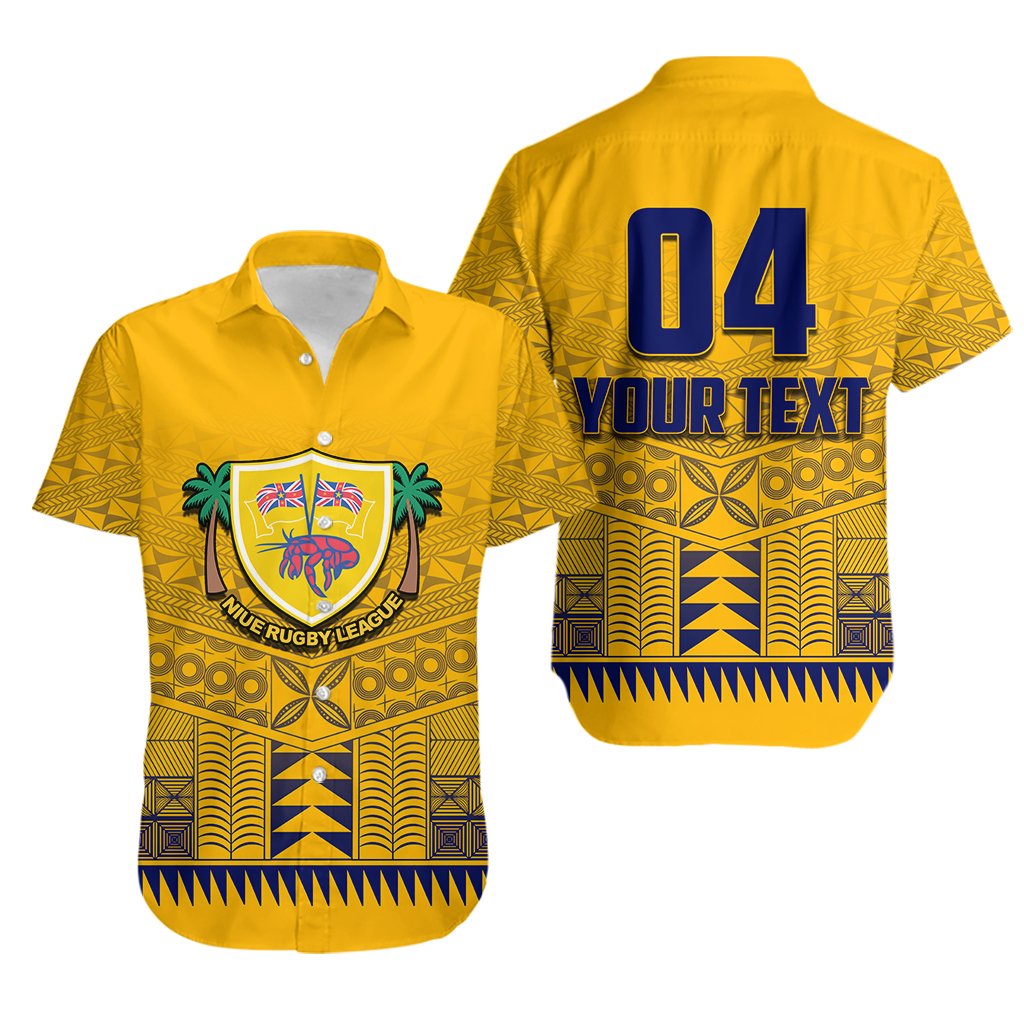 (Custom Text and Number) Niue Rugby Hawaiian Shirt Yellow - Vibe Hoodie Shop