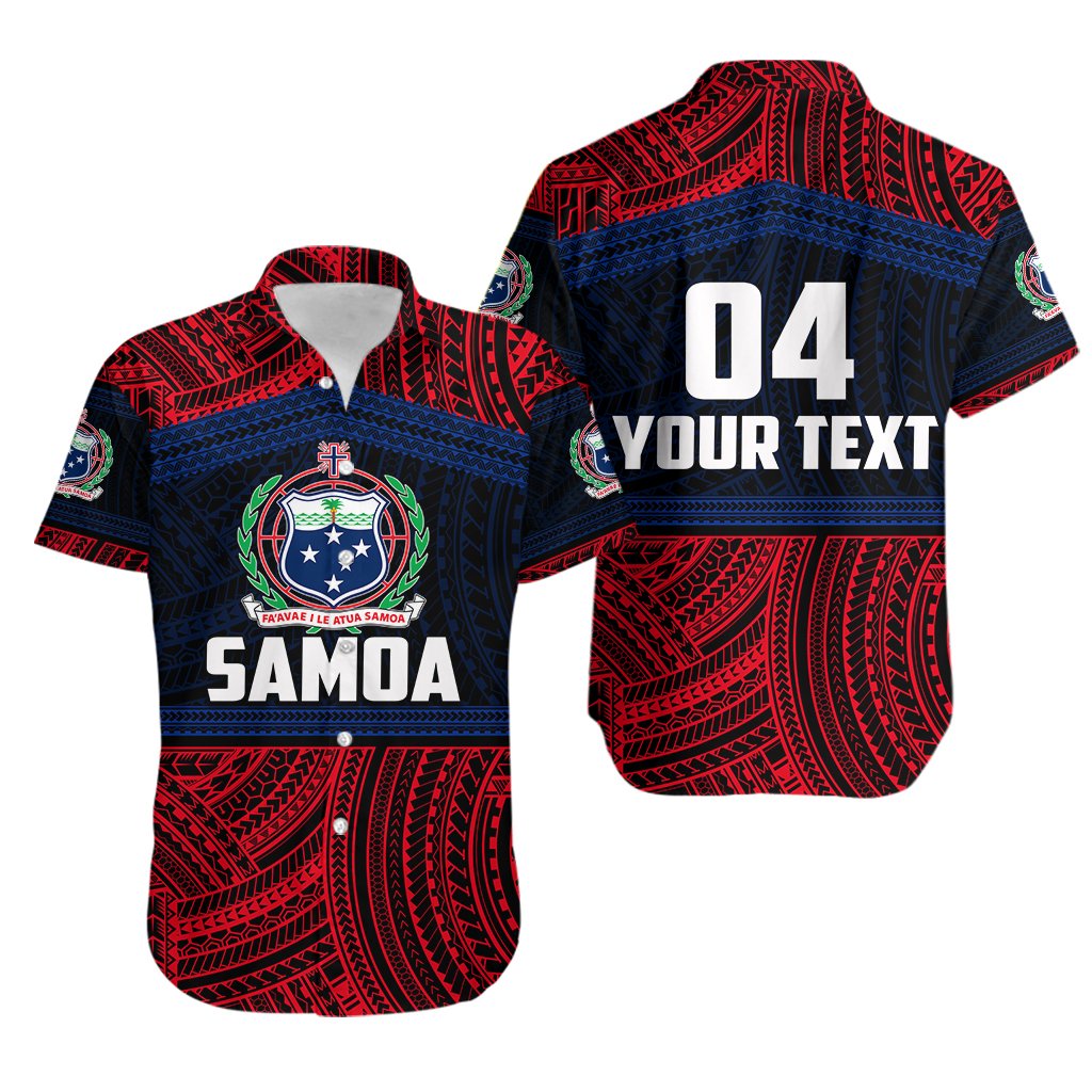 (Custom Personalised) Samoa Rugby Polynesian Patterns Hawaiian Shirt Red - Vibe Hoodie Shop