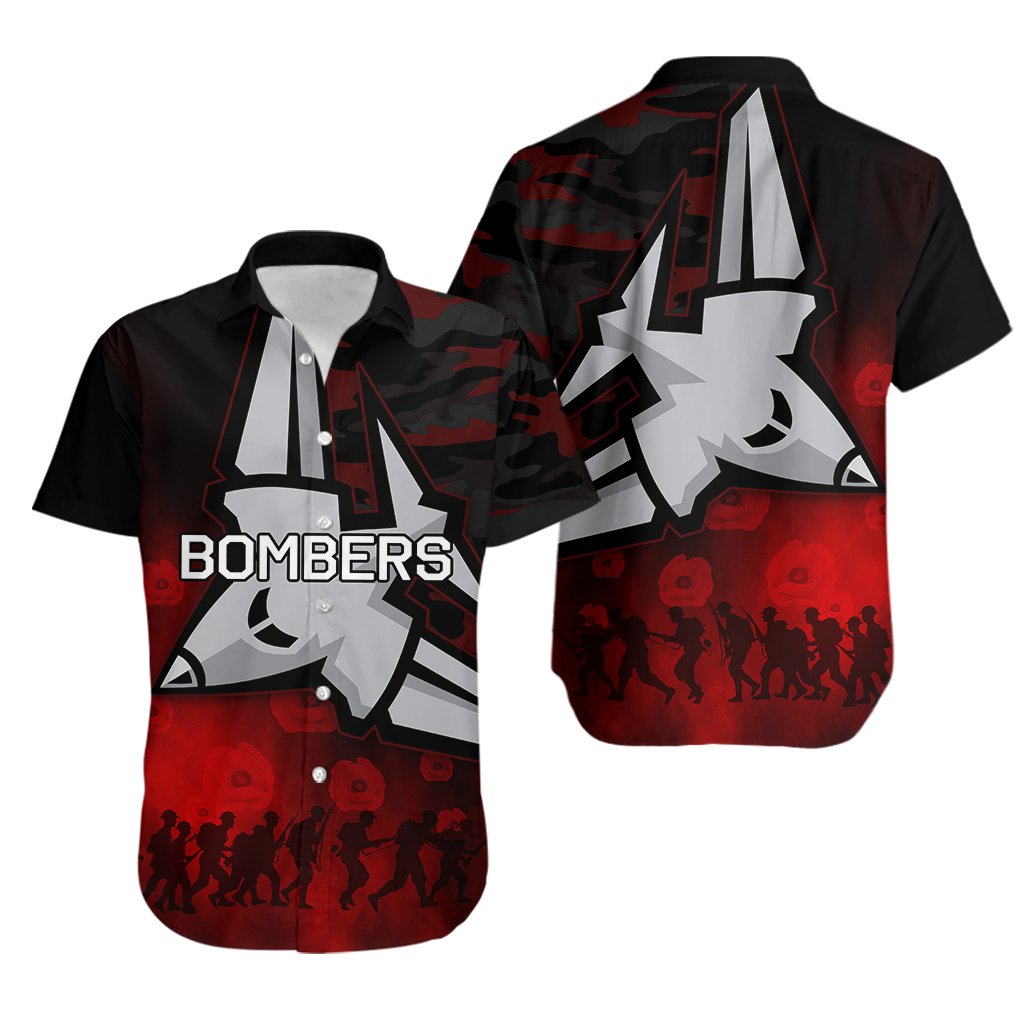 Essendon Football Club Hawaiian Shirt Bombers ANZAC Day - Vibe Hoodie Shop