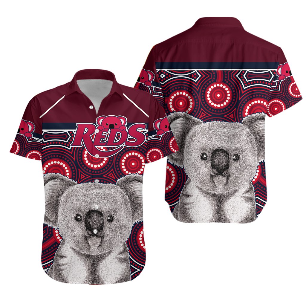 Reds Rugby Australian Hawaiian Shirt Lovely Indigenous Queensland - Vibe Hoodie Shop