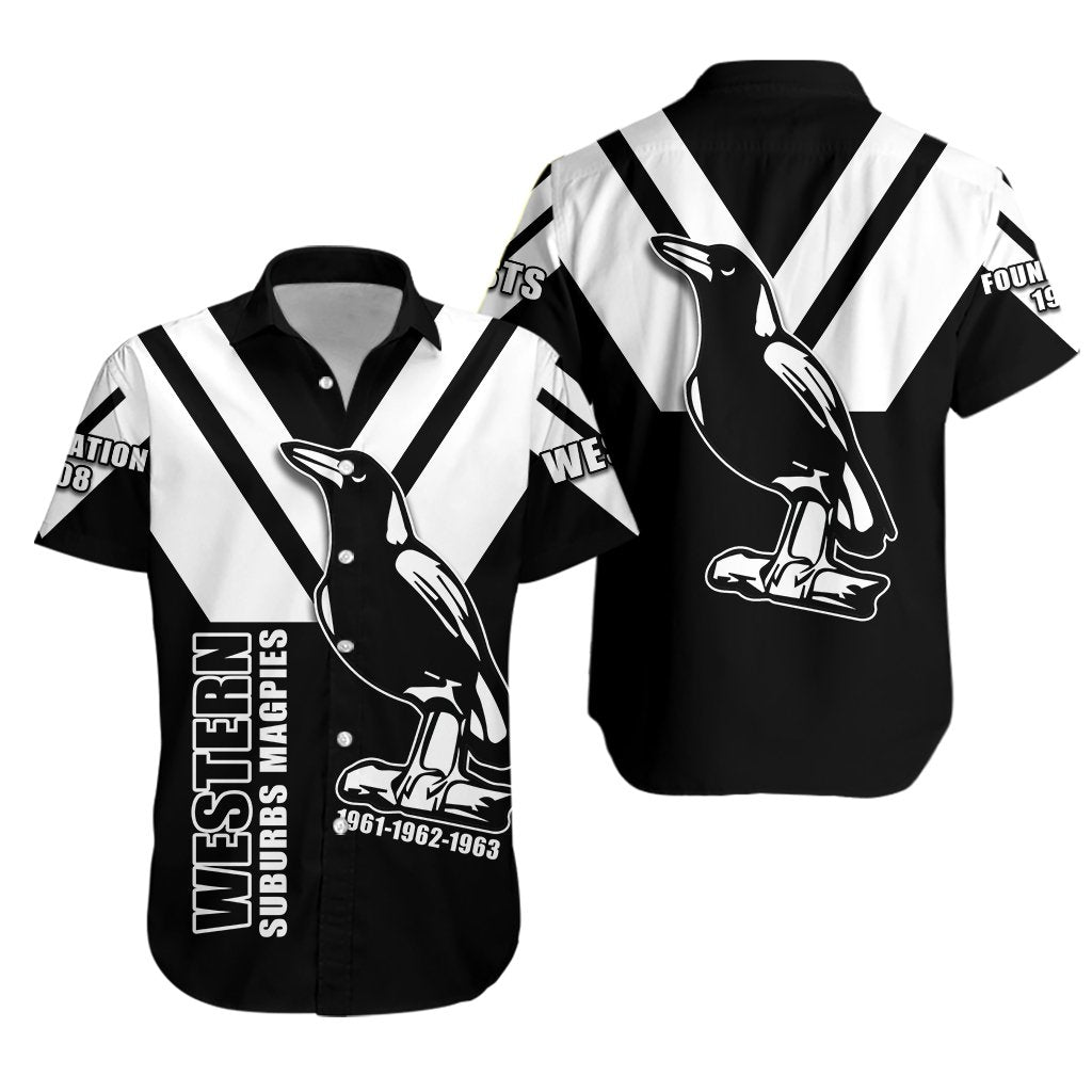 Wests 1908 Hawaiian Shirt Western Suburbs Magpies - Vibe Hoodie Shop