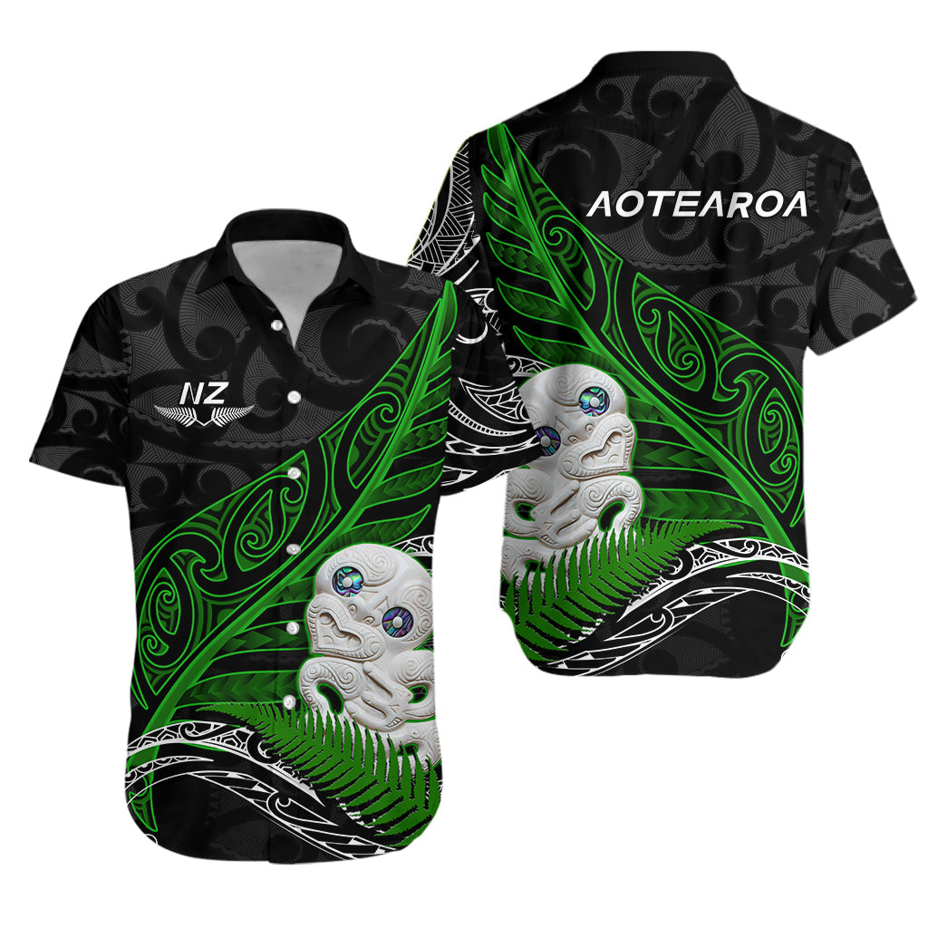 Aotearoa Maori Hawaiian Shirt Hei Tiki and Fern - Vibe Hoodie Shop