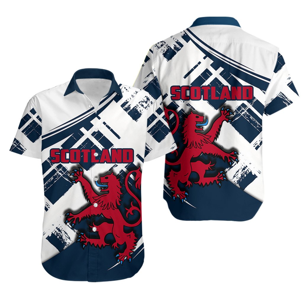 Scotland Rugby Hawaiian Shirt Lion Rampant Style - Vibe Hoodie Shop