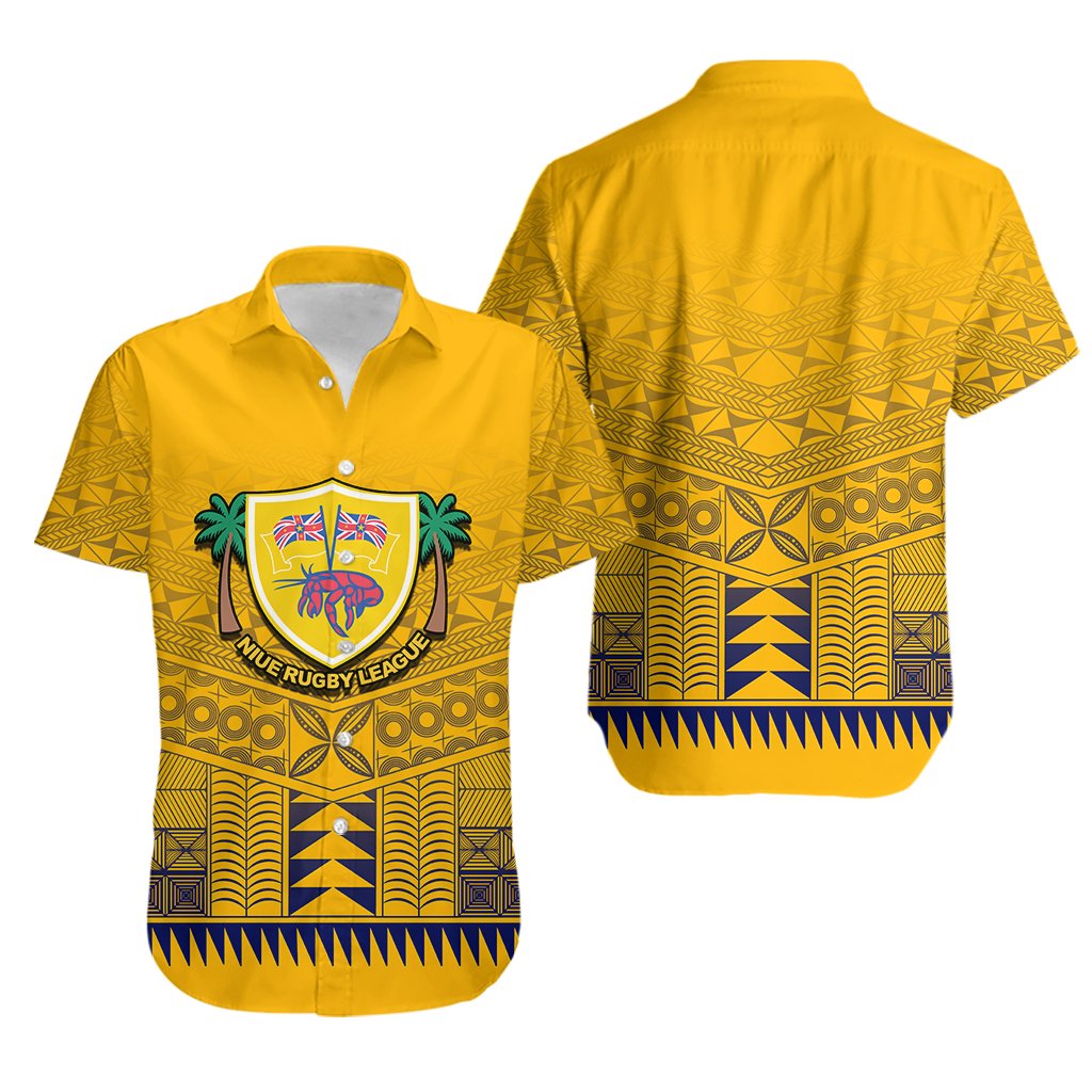 Niue Rugby Hawaiian Shirt Yellow - Vibe Hoodie Shop