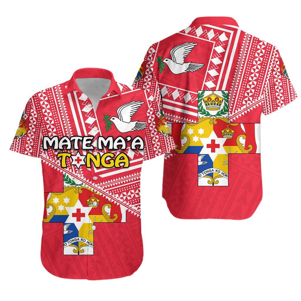 Mate Ma'a Tonga Red Hawaiian Shirt Coat Of Arms - Vibe Hoodie Shop