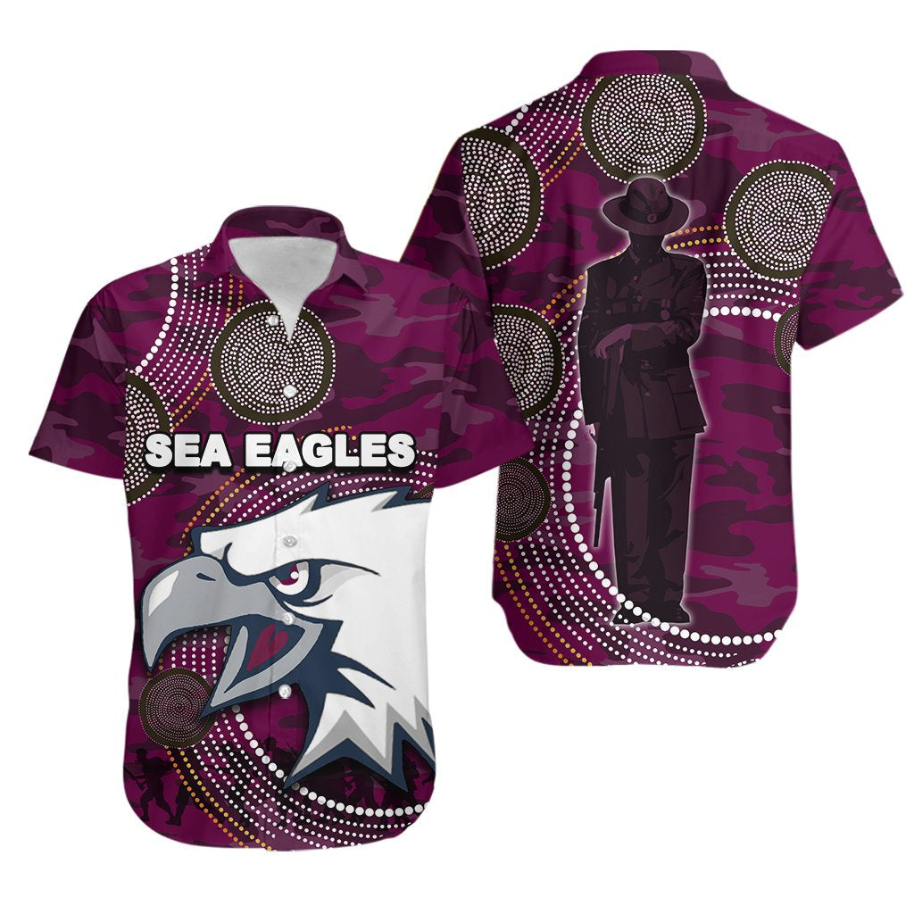 Sea Eagles Hawaiian Shirt ANZAC Day Army Patterns - Vibe Hoodie Shop