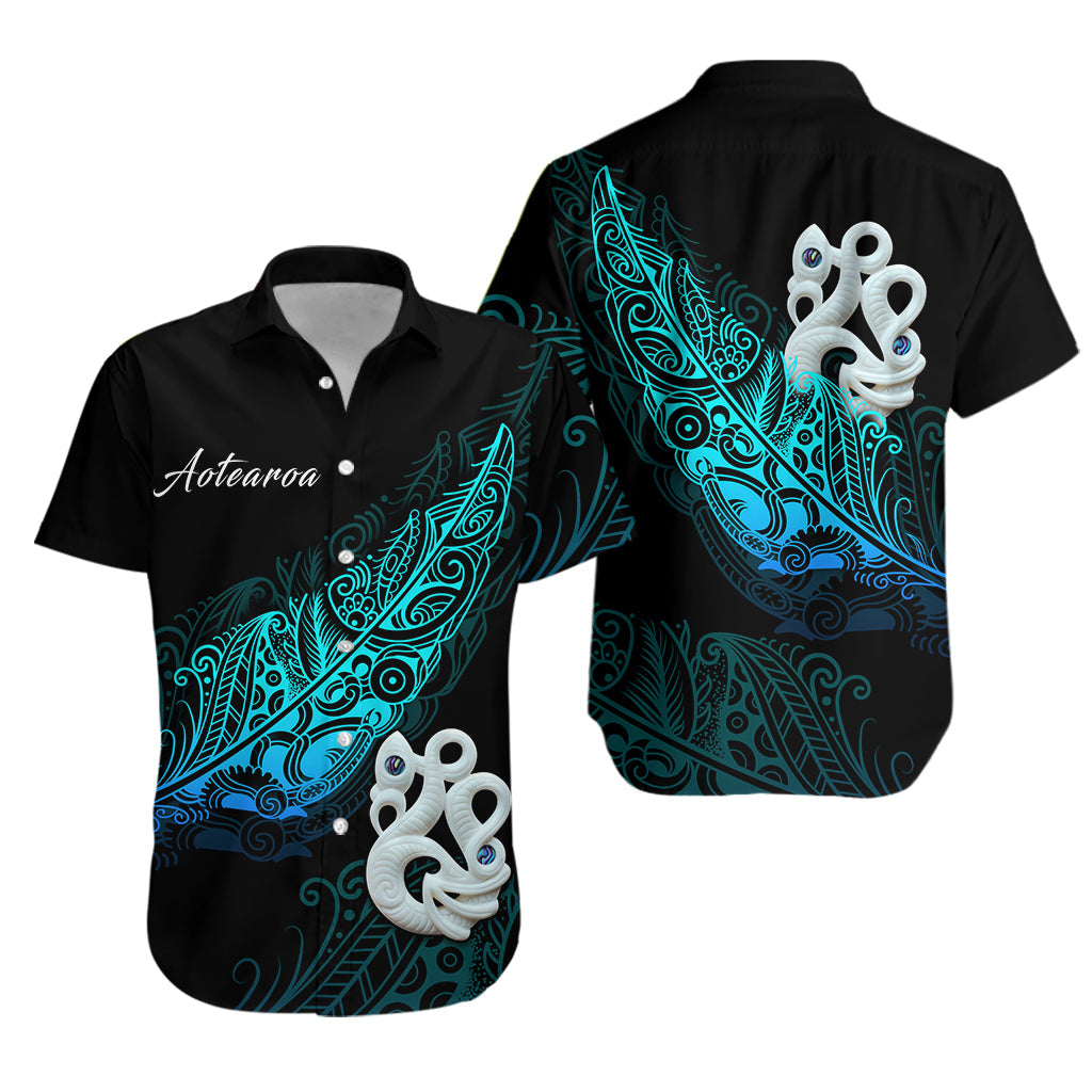 Aotearoa Hawaiian Shirt Fern Mix Manaia Matau - Vibe Hoodie Shop