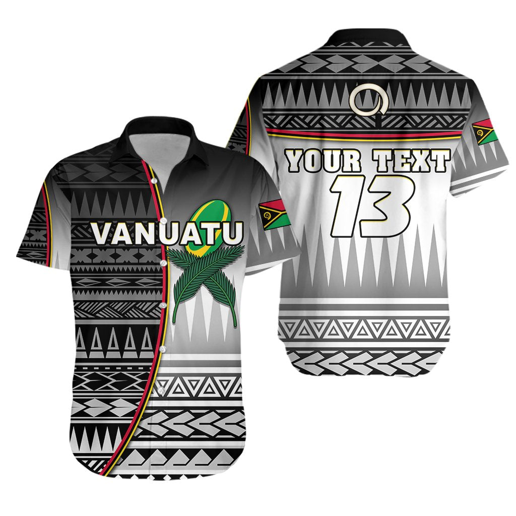 (Custom Personalised) Vanuatu Rugby Hawaiian Shirt Impressive Version Black - Custom Text and Number - Vibe Hoodie Shop