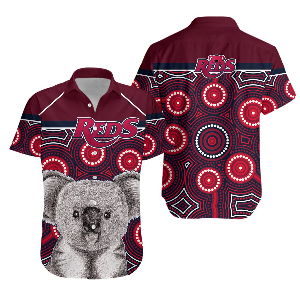 Reds Rugby Australian Hawaiian Shirt Simple Indigenous Queensland - Vibe Hoodie Shop