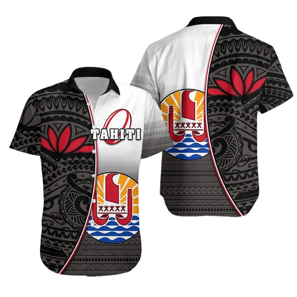 Tahiti Rugby Hawaiian Shirt Impressive Version Black - Vibe Hoodie Shop