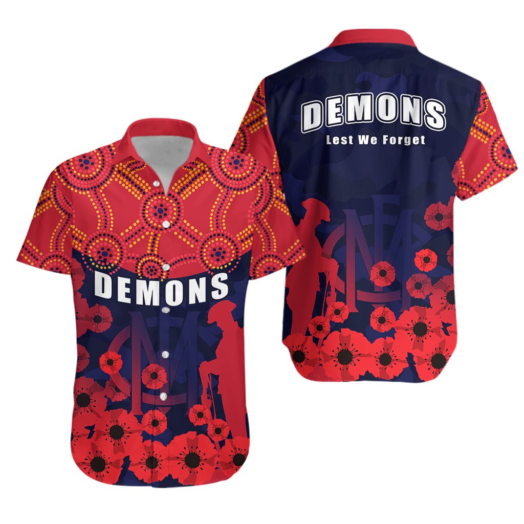 Demons ANZAC Day Hawaiian Shirt Melbourne - Vibe Hoodie Shop