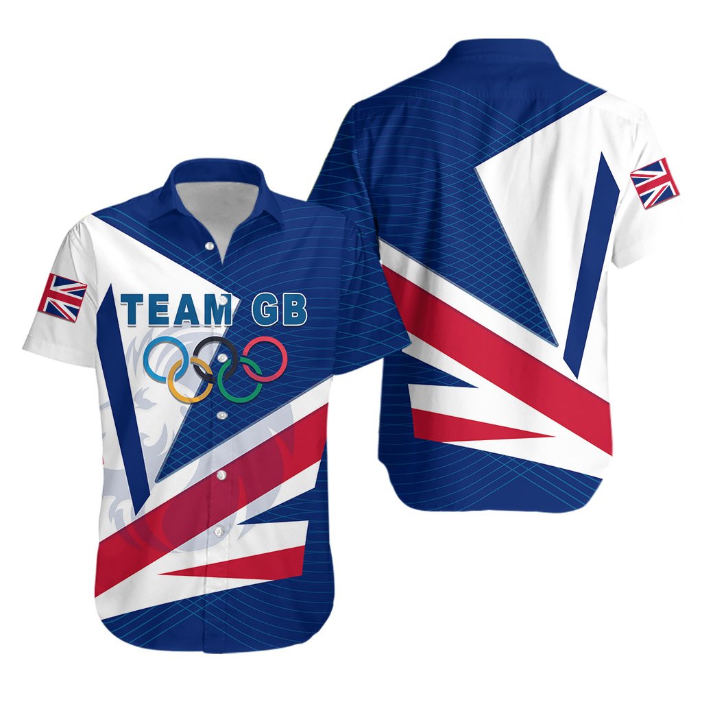 Team GB Sport Hawaiian Shirt Lion Unify - Blue - Vibe Hoodie Shop