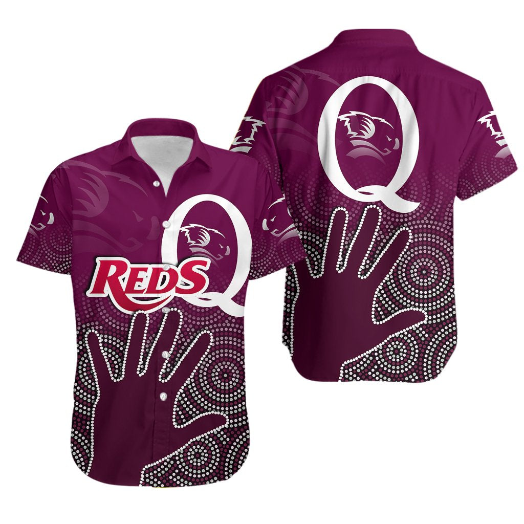 Queensland Reds Hawaiian Shirt Aboriginal - Vibe Hoodie Shop