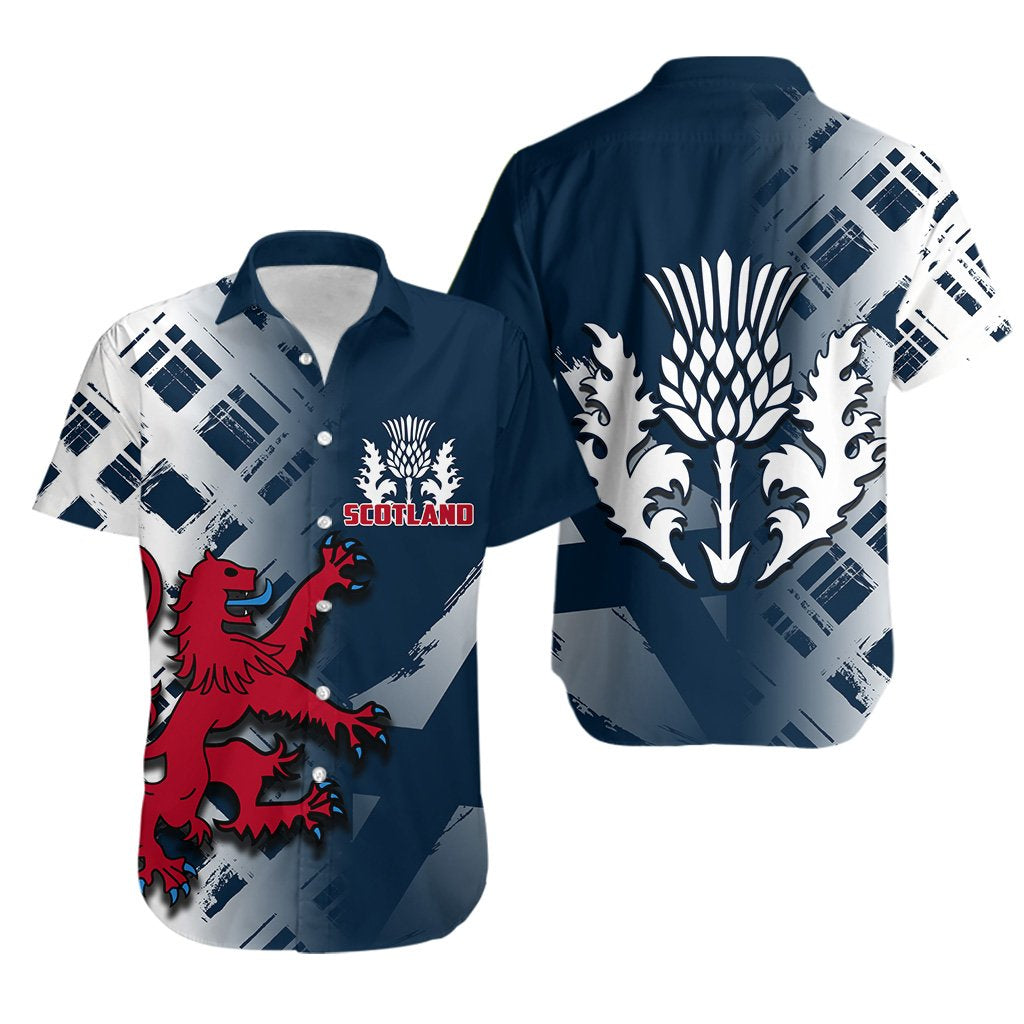 Scotland Rugby Hawaiian Shirt Lion Rampant And The Thistle - Vibe Hoodie Shop