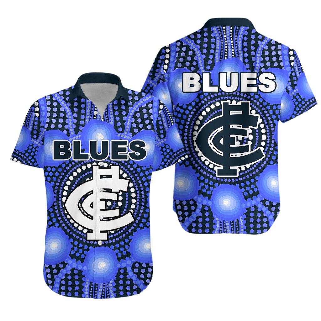 Blues Hawaiian Shirt Carlton Bright Indigenous - Vibe Hoodie Shop