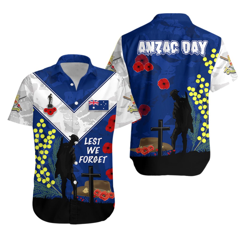 Australian ANZAC Day Hawaiian Shirt Lest We Forget 2021 - Style Blue - Vibe Hoodie Shop