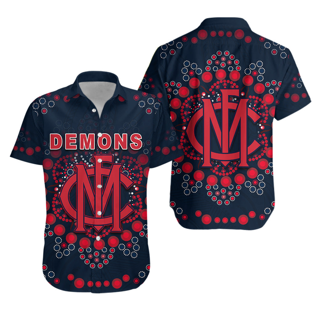 Demons Football Hawaiian Shirt Melbourne Indigenous - Vibe Hoodie Shop