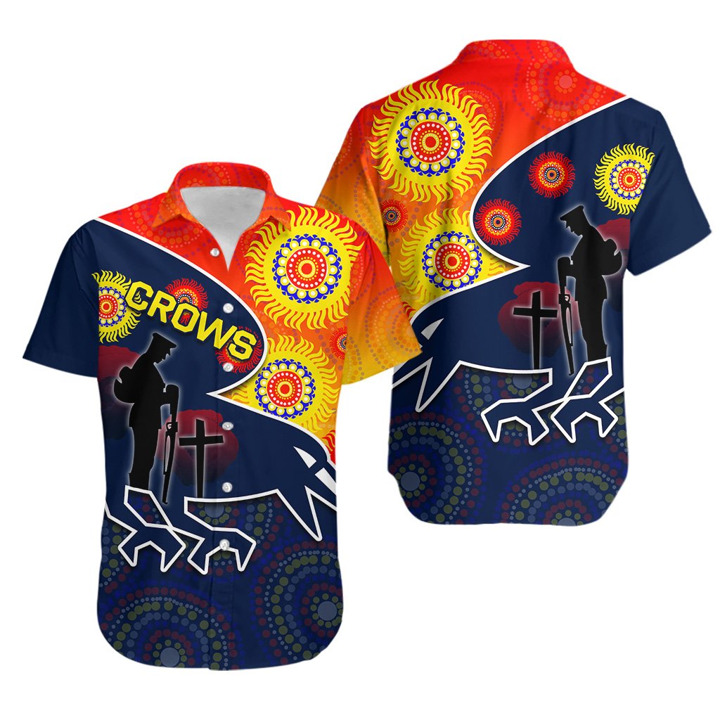 Adelaide Crows Hawaiian Shirt ANZAC Day - Vibe Hoodie Shop