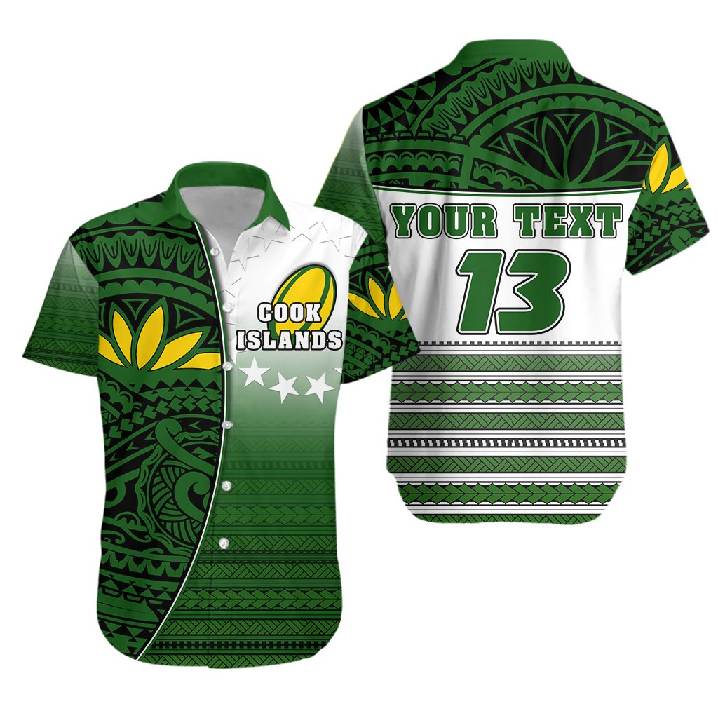 (Custom Personalised) Cook Islands Rugby Hawaiian Shirt Impressive Version - Custom Text and Number - Vibe Hoodie Shop