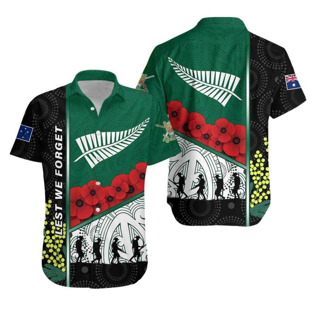 ANZAC Day - Lest We Forget Hawaiian Shirt Australia Indigenous and New Zealand Maori - Vibe Hoodie Shop