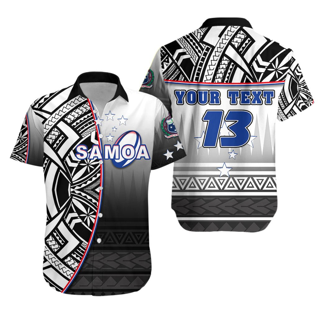 (Custom Personalised) Manu Samoa Rugby Hawaiian Shirt Impressive Version Black - Custom Text and Number - Vibe Hoodie Shop