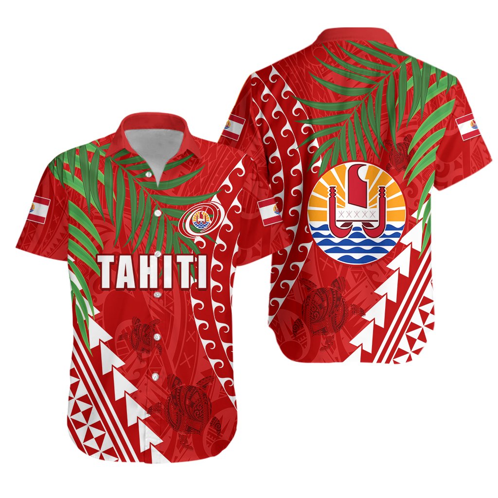 Tahiti Rugby Hawaiian Shirt Coconut Leaves - Vibe Hoodie Shop