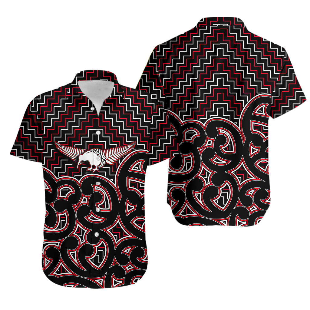 New Zealand Hawaiian Shirt Maori Graphic Tee patterns Red - Vibe Hoodie Shop