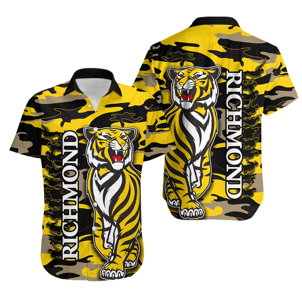 Richmond Tigers Hawaiian Shirt ANZAC Day Army Style - Vibe Hoodie Shop