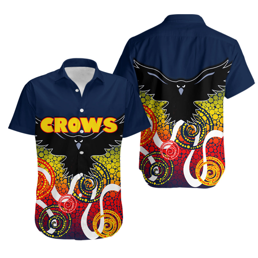 Adelaide Crows Hawaiian Shirt Indigenous Blue Color - Vibe Hoodie Shop