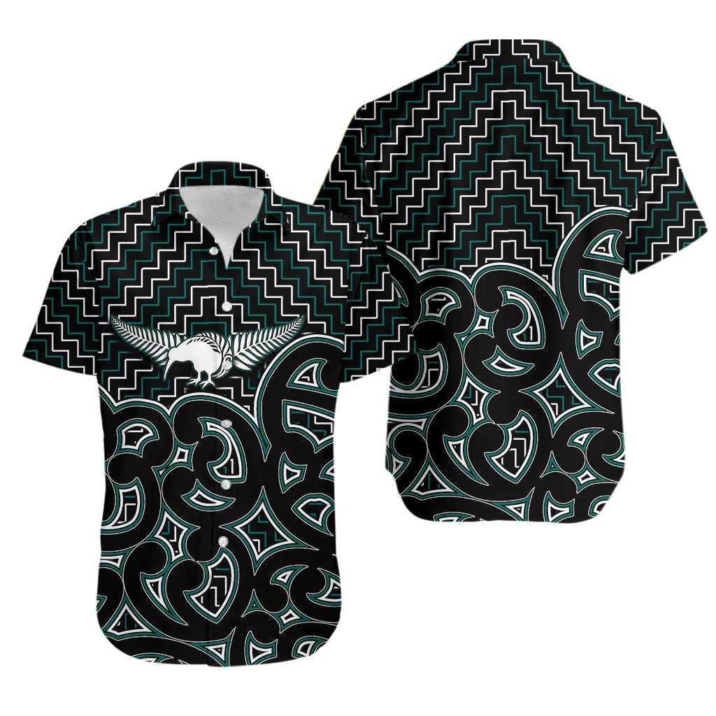 New Zealand Hawaiian Shirt Maori Graphic Tee patterns Green - Vibe Hoodie Shop