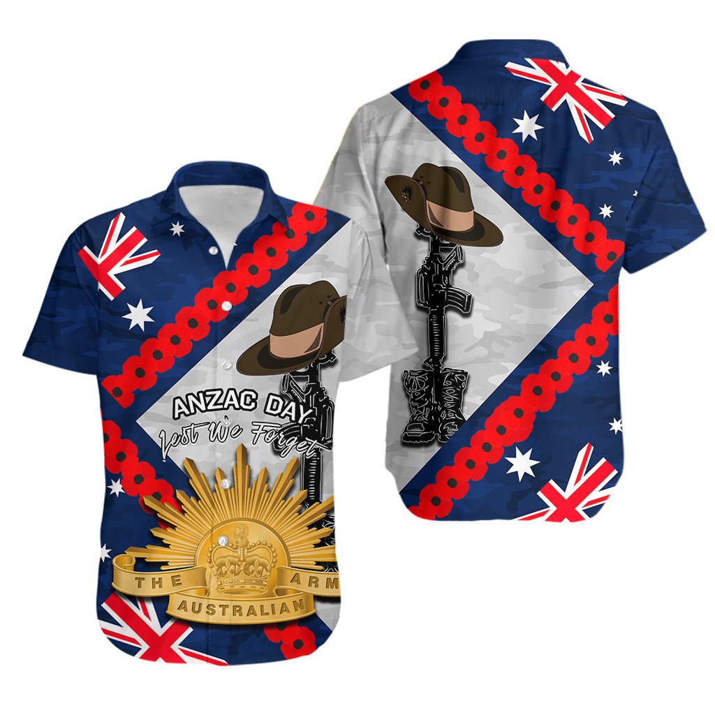 Australia Flag ANZAC Day Hawaiian Shirt Army - Vibe Hoodie Shop