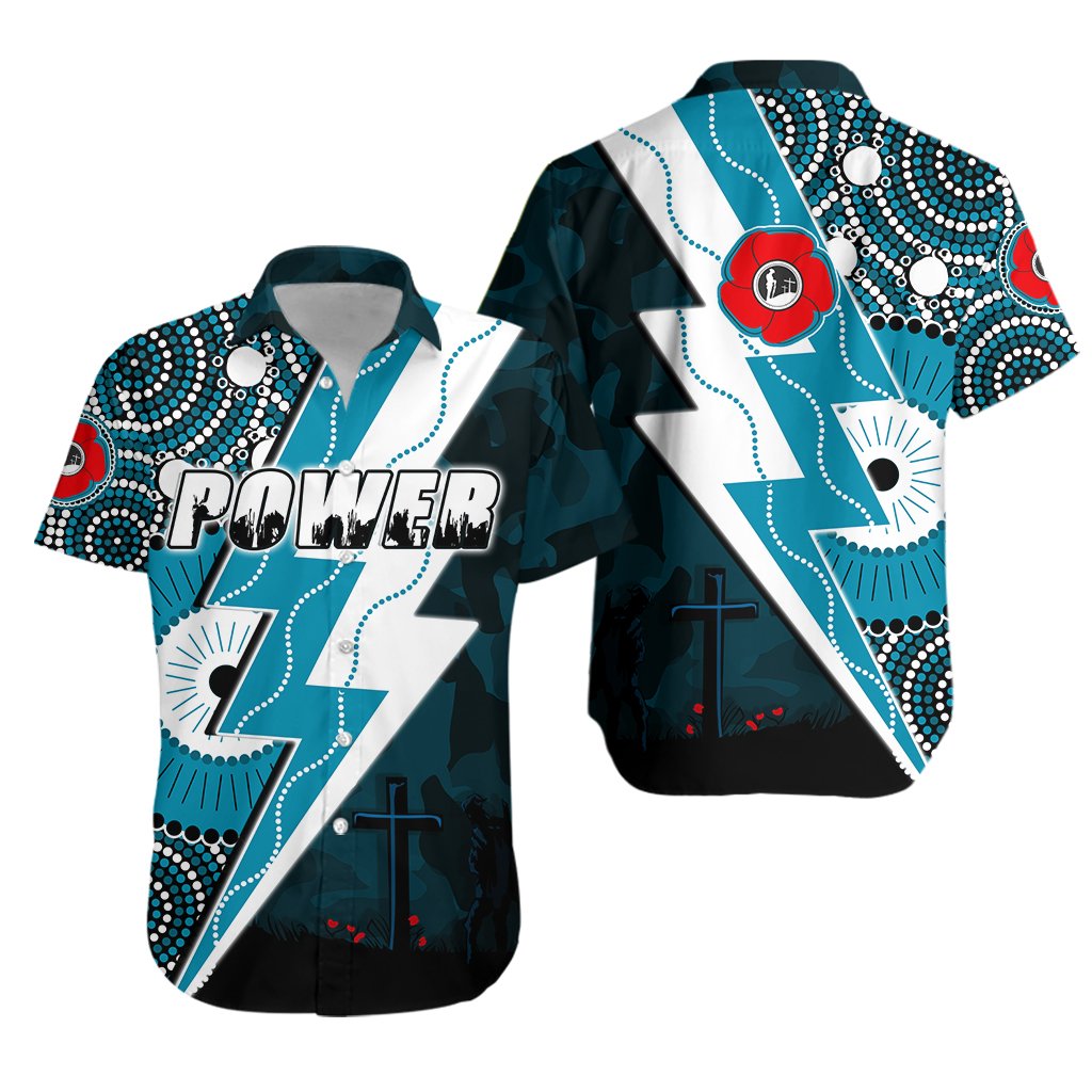 Power ANZAC Day Hawaiian Shirt Port Adelaide Mix Indigenous - Vibe Hoodie Shop