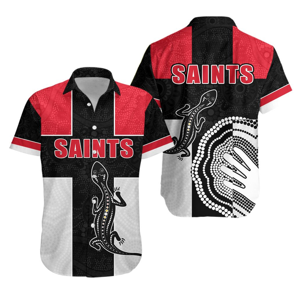 Saints Simple Indigenous Hawaiian Shirt Brave St Kilda - Vibe Hoodie Shop