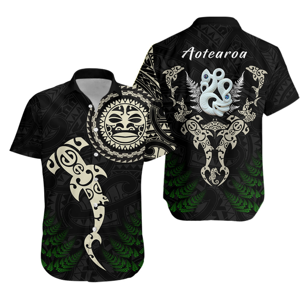 Aotearoa Fern Hawaiian Shirt Maori Manaia and Fish - Vibe Hoodie Shop