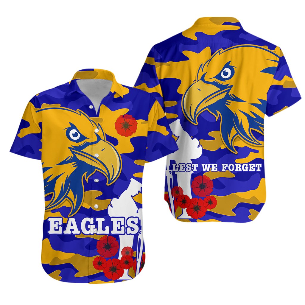 Eagles ANZAC Hawaiian Shirt West Coast Simple - Vibe Hoodie Shop